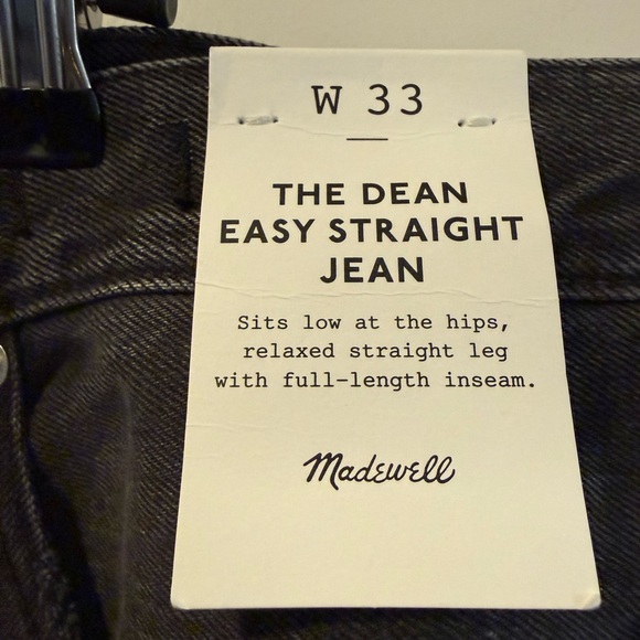 NWT Madewell The Dean Easy Straight Jean in Ripley Wash, Faded Black, Size 33 - Picture 9 of 12
